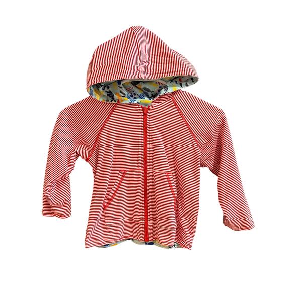 Zutano Unisex Reversible Stripes/ Fish Zip Up Jacket, EUC, Sz 4T (4C) - Picture 1 of 9